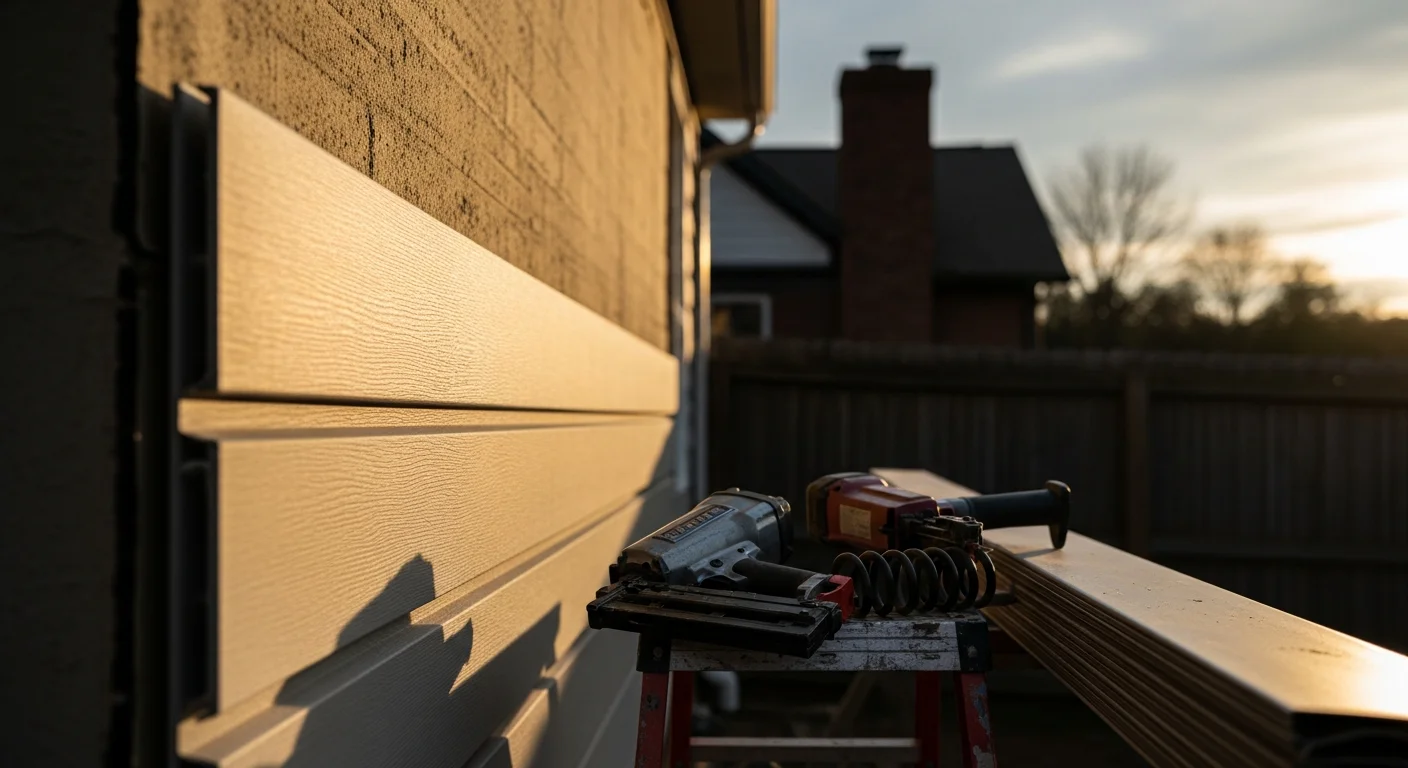 New vinyl siding installed on residential home exterior