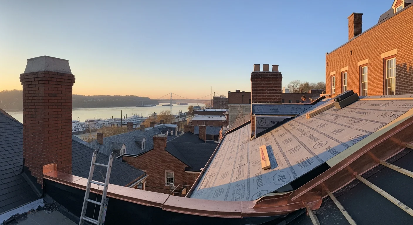 Henderson riverfront area with historic and contemporary properties visible along the Ohio River.