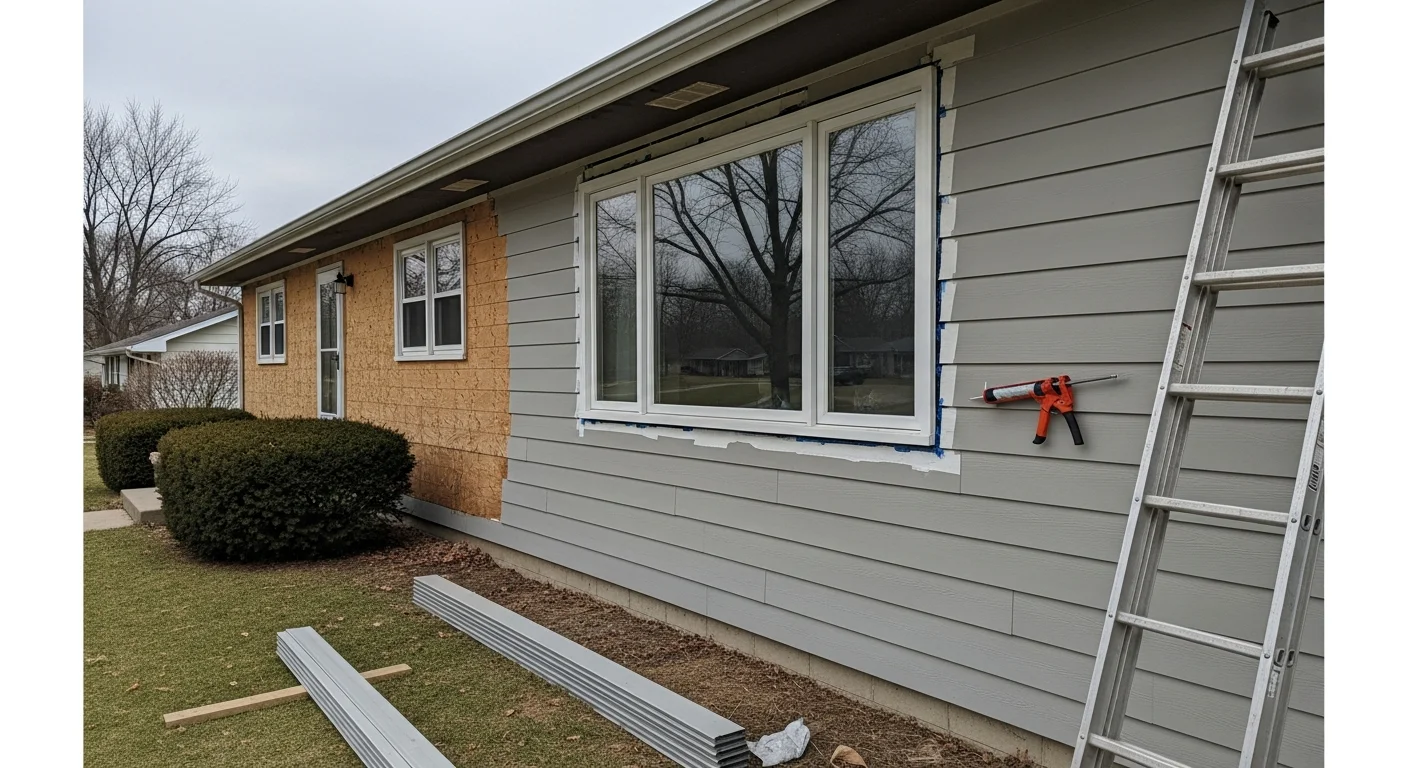 New siding installation on a residential home in Henderson, KY, completed by Fraley's Home Improvement.
