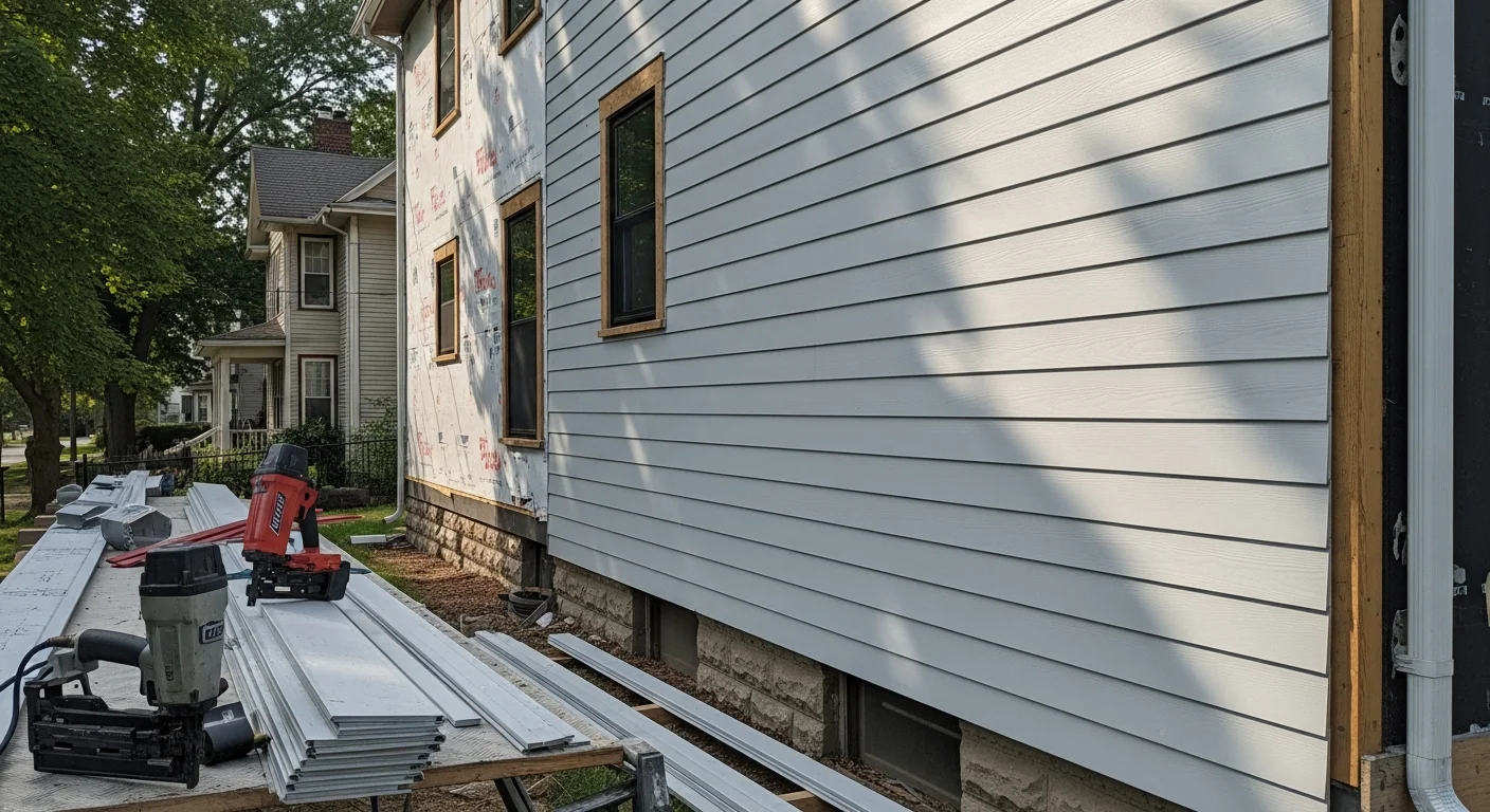 Complete siding replacement on a residential home in Henderson, KY, by Fraley's Home Improvement.
