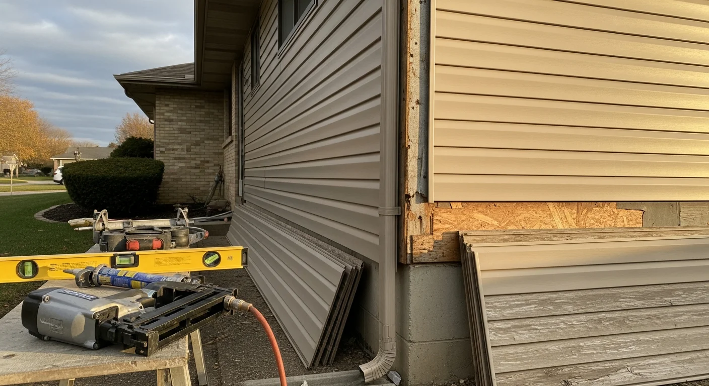 Vinyl siding installation on a residential home in Henderson, KY, completed by Fraley's Home Improvement.