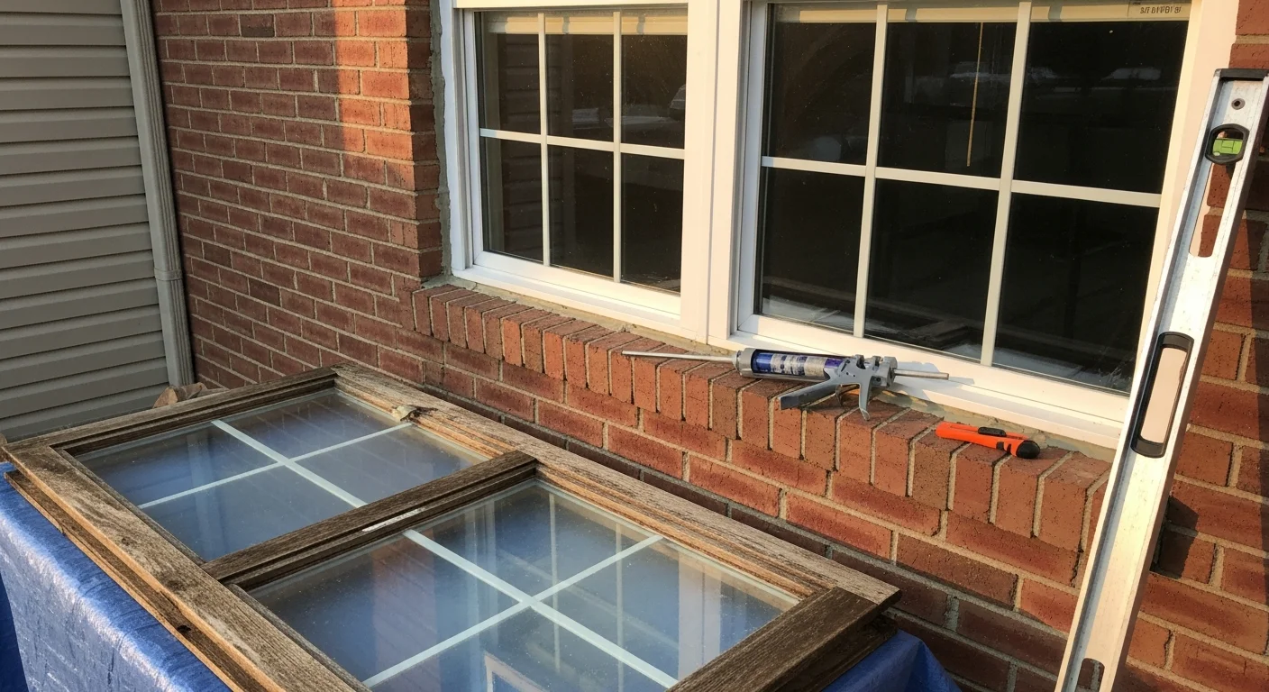 Window replacement on a residential home in Henderson, KY, by Fraley's Home Improvement.
